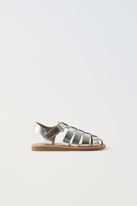 ZARA САНДАЛИИ С МЕТАЛЛИЗИРОВАННОЙ ОТДЕЛКОЙ, СЕРЕБРИСТЫЙ