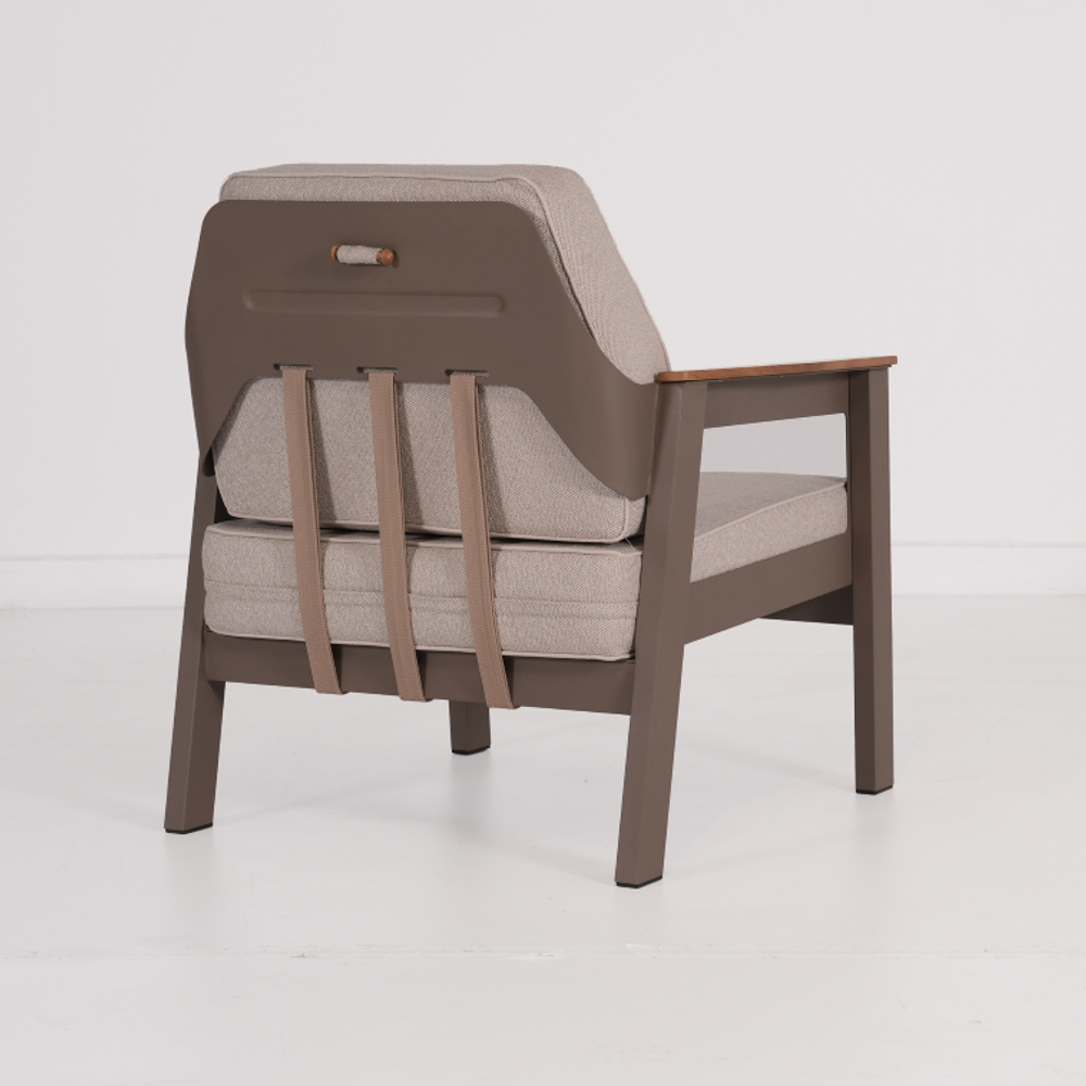 Комплект SELIN Seating Set. Диван + 2 Кресла + Стол. Алюминий, ироко. Поставка 45 дней.