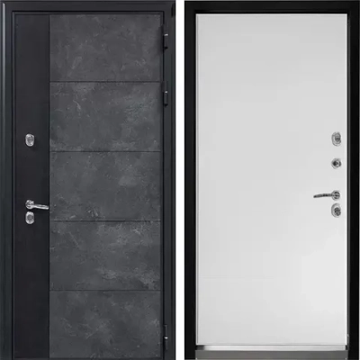 Входная дверь в квартиру Стоун грей-лофт черный/Шагрень белая - 1089