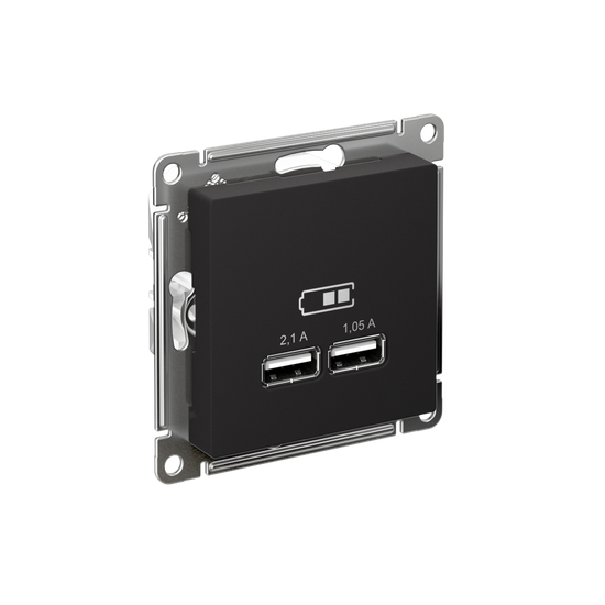 Розетка USB AtlasDesign тип A+A 5В 1х2.1А 2х1.05А механизм карбон SE ATN001033