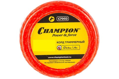 Корд триммер (леска) 2,0мм, 15м Champion витой квадрат