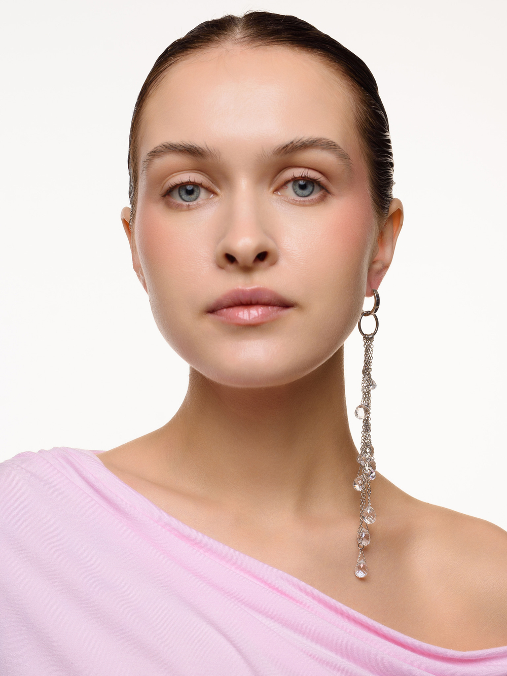 Моносерьга "Chandelier White" Silver