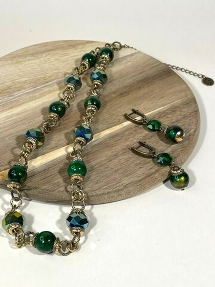 Комплект колье и серьги муранское стекло