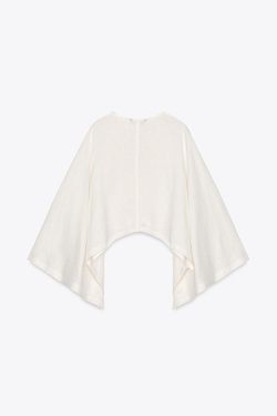 ZARA КИМОНО-НАКИДКА АСИММЕТРИЧНОГО КРОЯ, ЖЕЛТОВАТО-БЕЛЫЙ