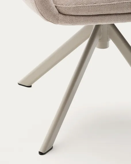 Dorina Вращающееся кресло из бежевого шенилла и стальными бежевыми ножками