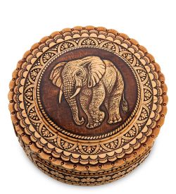 Народные промыслы BST-401/ 7 Шкатулка из бересты «Слон» (береста)