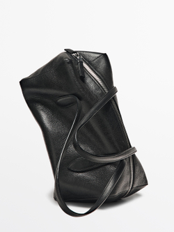 Massimo Dutti Сумка-мессенджер West из кожи наппа, черный