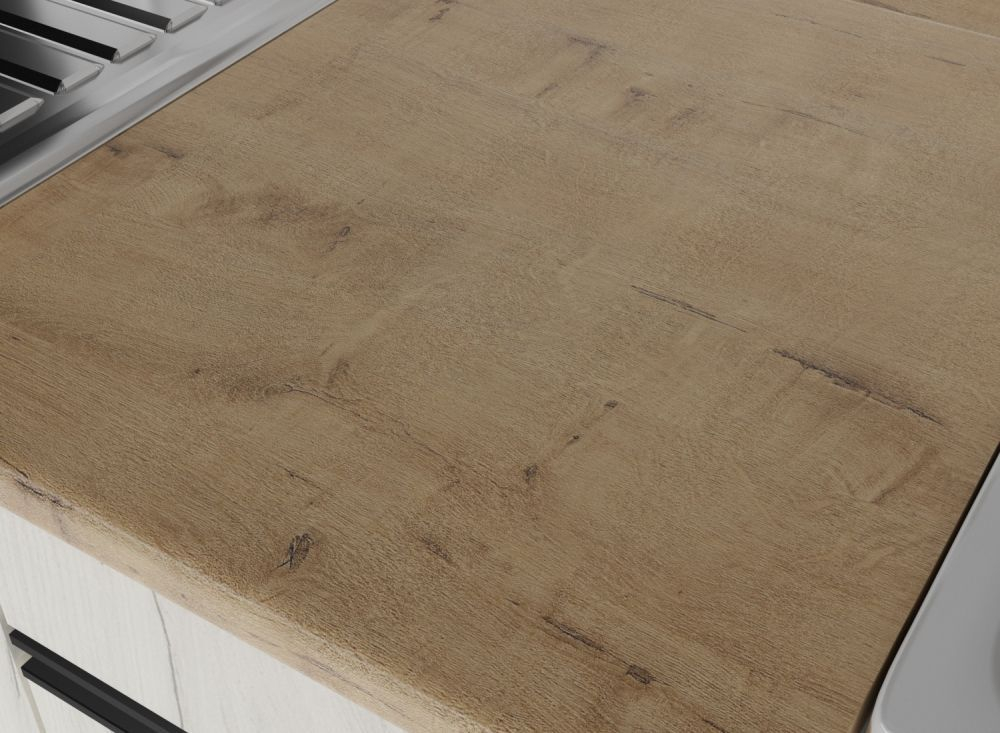 Кухонный гарнитур Амели мини 1000 мм, каркас ЛДСП, фасад ЛДСП, Белый/Дуб грей