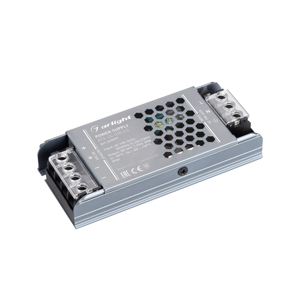 Блок питания ATS-24-030-LS (24V, 1.25A, 30W) (Arlight, IP20 Сетка, 5 лет) 049077