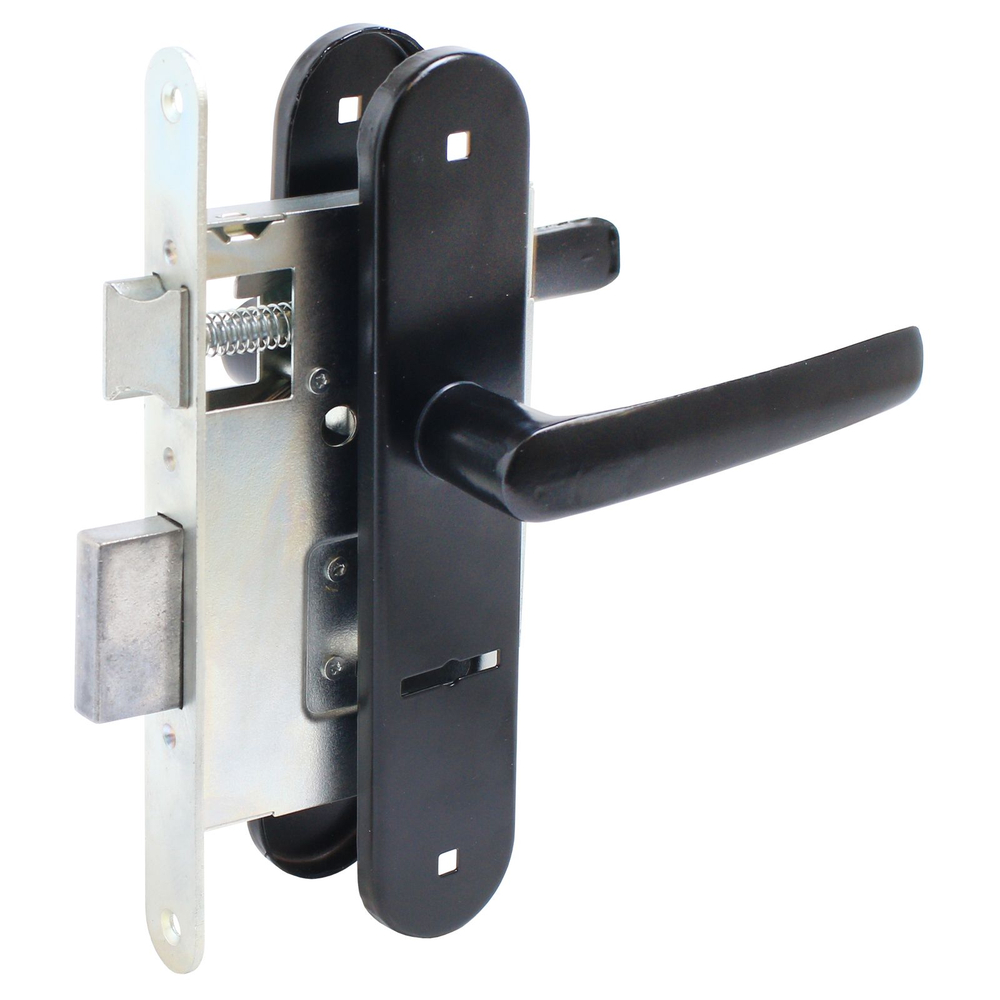 Замок врезной ЗВ9-4.08 с ручкой, черный Птимаш (10шт/уп)