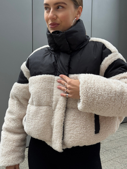 Пуховик North молочный