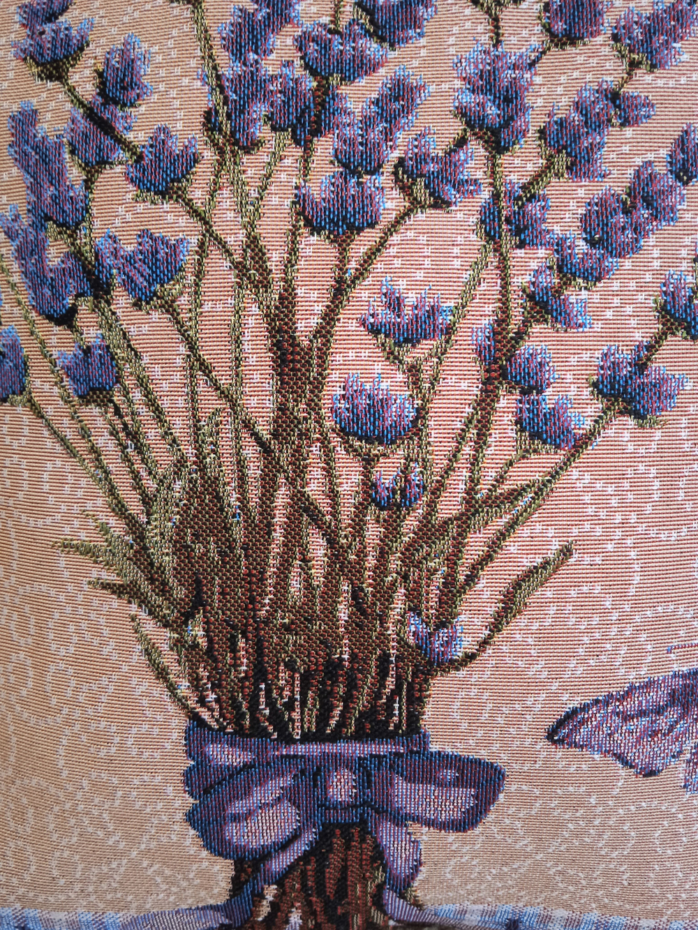 Декоративный гобеленовый чехол для интерьерной подушки Лаванда - бабочка 38*38