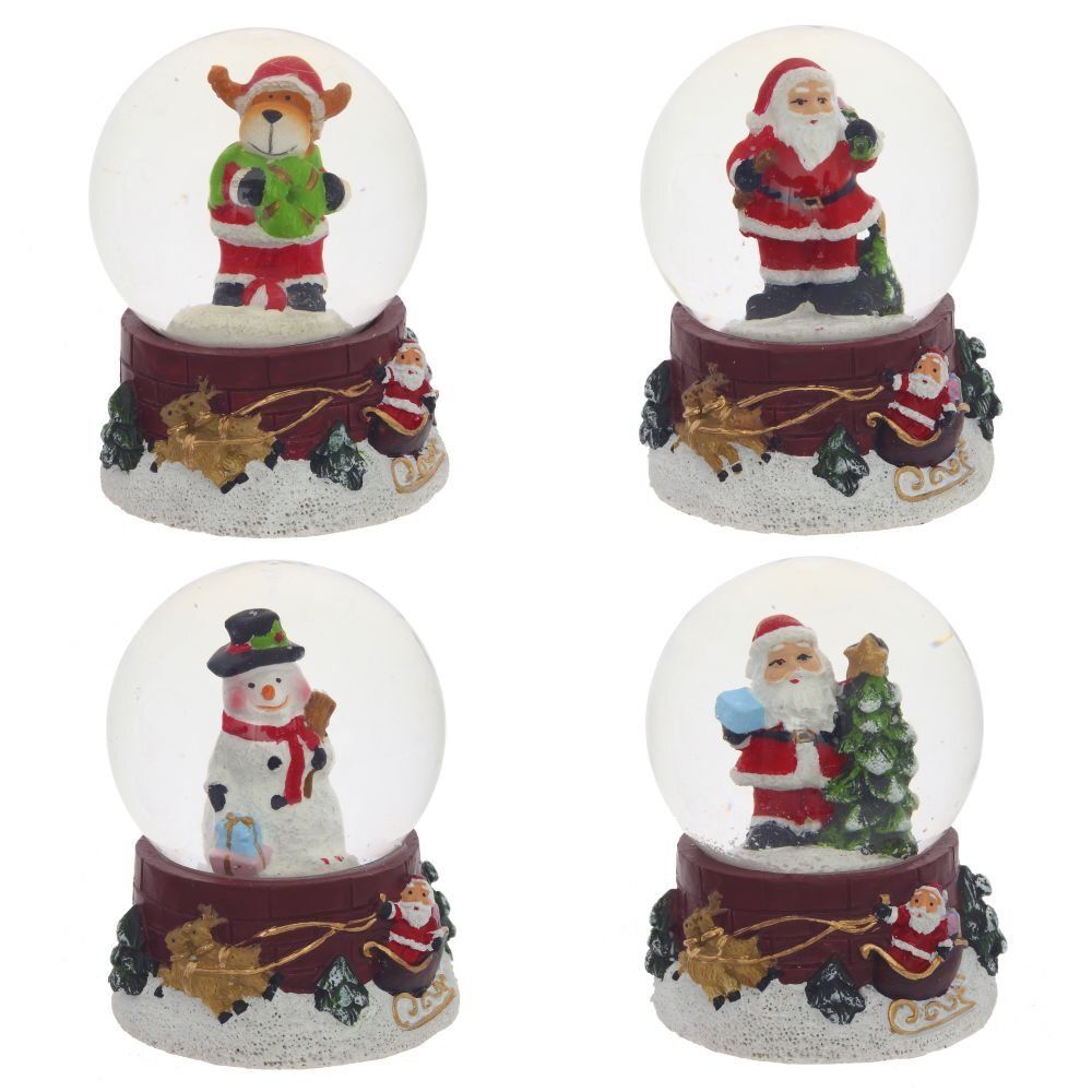 GAEM Фигурка декор в стекл шаре "Дед Мороз/Снеговик/Олень/Санта", D4,5 см, L5 W5 H6 см, 4в.