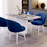 Стол кухонный обеденный раздвижной Цемент светлый/Белый Комфорт 110(145)х68х75 см