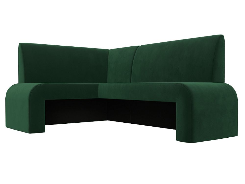 Диван кухонный угловой Кармен левый угол, Зеленый, Велюр, 126130L