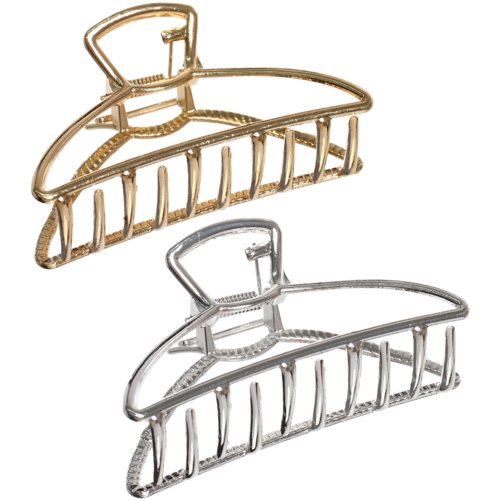 Заколка - краб для волос на блистере «PREMIUM», сантьяго, цвет серебро и золото, 7,5см