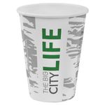 Стакан одноразовый бумажный 300/360 мл, D 90 мм, с печатью "ГОРОД", КОМПЛЕКТ 50 шт., холодное/горячее, WELDAY (ВЭЛДЭЙ), 702696