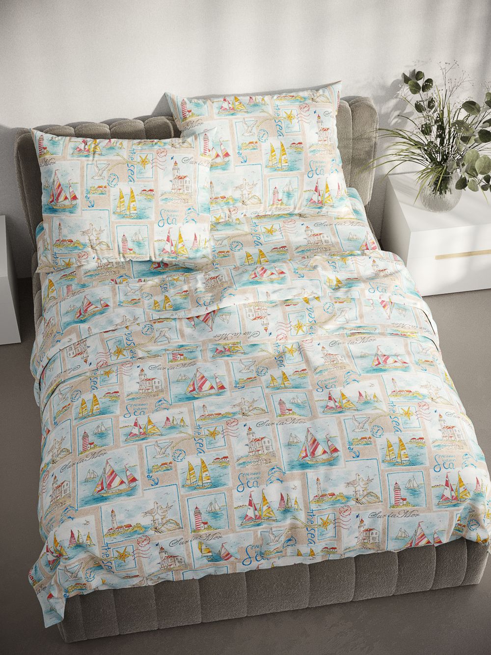 Простынь на резинке перкаль Сказка "Витамин Sea" 140x200 см