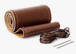 Оплетка на руль на шнурке Coolpart MAXIMAL 641SK-SK нат.кожа, нить, перфорация, игла шоколад/шоколад