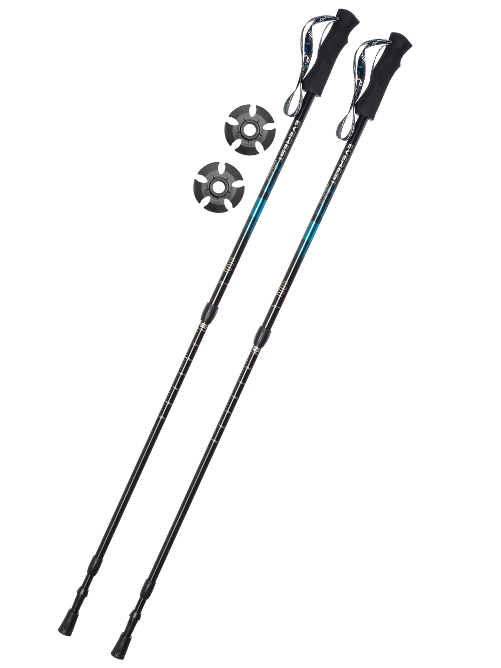 Палки для скандинавской ходьбы треккинговые Tech Team Everest Blue 110-135 см., трехсекционные телескопические алюминиевые, система-антишок