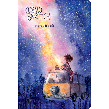 Блокнот "Космоскетчи. Летняя ночь" А6 96 листов, твердая ламинированная обложка соффтач, ляссе
