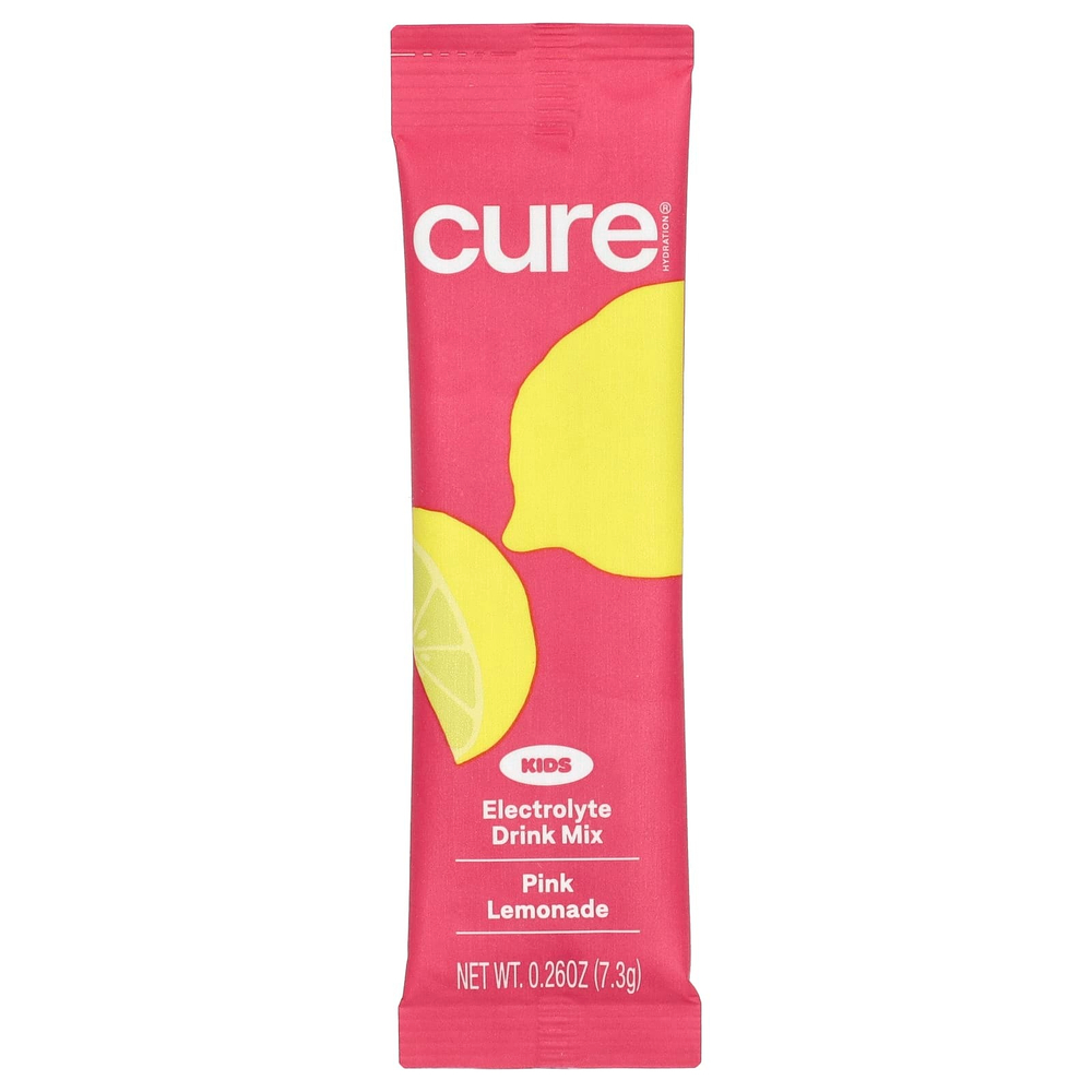 Cure Hydration, Kids, смесь для приготовления электролитов, розовый лимонад, 6 пакетиков по 7,3 г (0,26 унции)