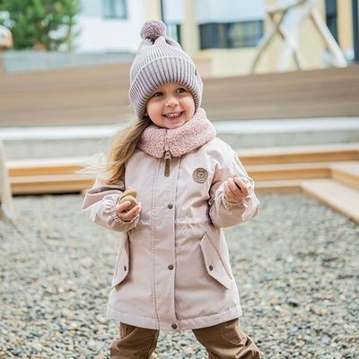 Parka with faux fur collar - Praline