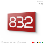 Номер на дверь 832, табличка на дверь для офиса, квартиры, кабинета, аудитории, склада, красная 120х70 мм, Айдентика Технолоджи