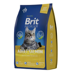 Сухой корм для взрослых кошек BRIT PREMIUM с лососем "Cat Adult Salmon", 0.8кг