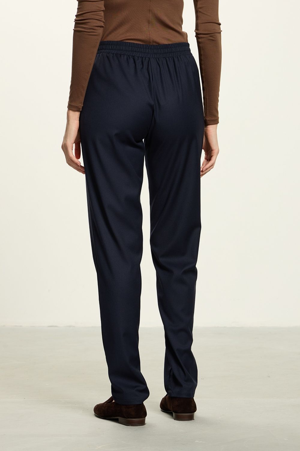 Брюки Чинос на резинке синие смесовая шерсть