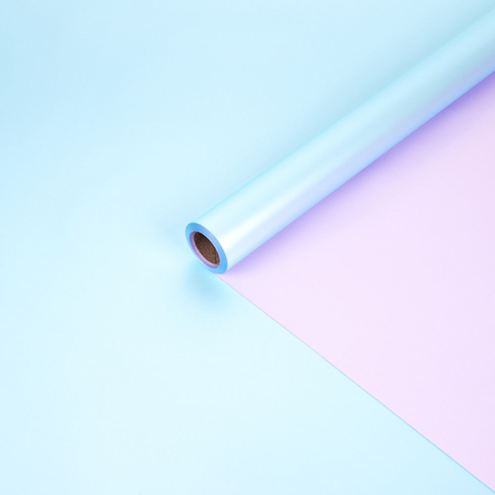Пленка перламутровая 2-х сторонняя 58см*10м ГОЛУБОЙ/СИРЕНЕВЫЙ