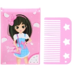 Расческа с зеркалом в наборе детские «МИМИШКИ», девочка, цвет розовый, 11*7,8см