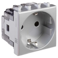 Розетка модульная, 2P+E, с з/ш, "Avanti", "Закаленная сталь", 2 модуля