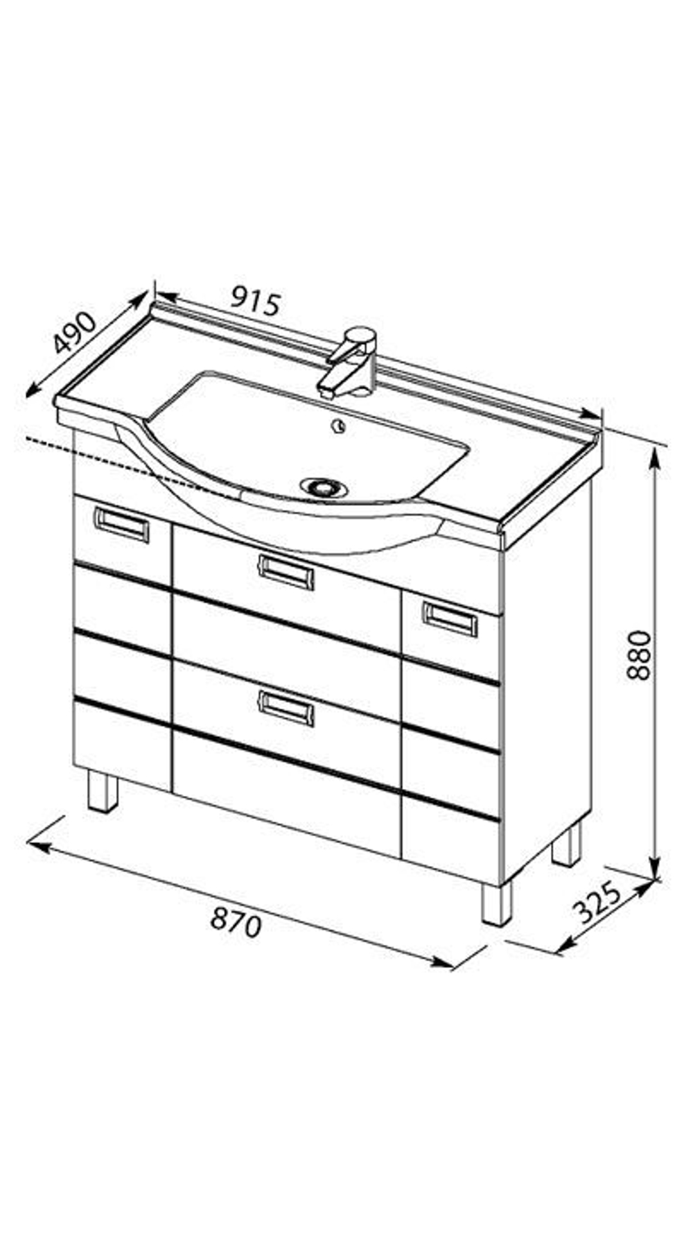 Тумба с раковиной Aquanet Сити 90 венге