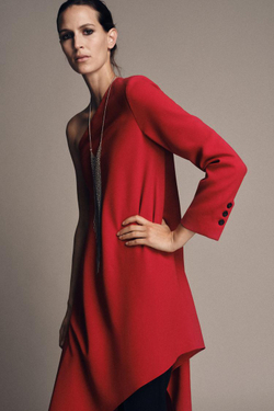 ZARA ДЛИННОЕ АСИММЕТРИЧНОЕ ПЛАТЬЕ ИЗ КОЛЛЕКЦИИ ZW, КРАСНЫЙ