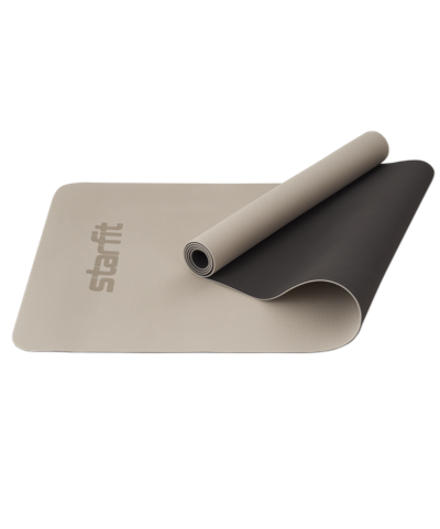 Коврик для йоги и фитнеса FM-201, TPE, 183x61x0,4 см, черный/серый