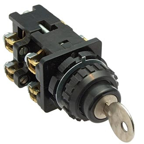 Переключатель управления ПЕ172/2м ключ на два положения с фиксацией, 3з+1р 10А диаметр посадочного отверстия 30мм УХЛ3 IP40