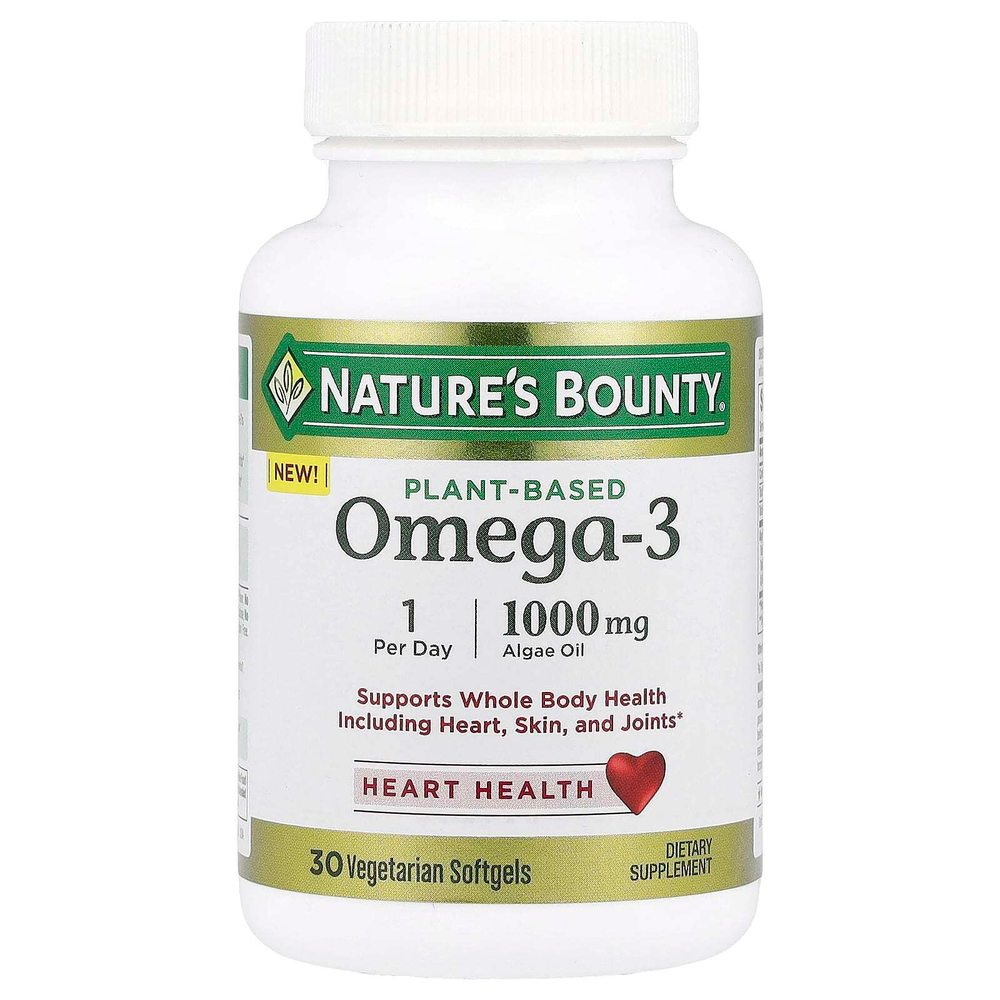 Nature's Bounty, Омега-3 на растительной основе, 1000 мг, 30 вегетарианских капсул
