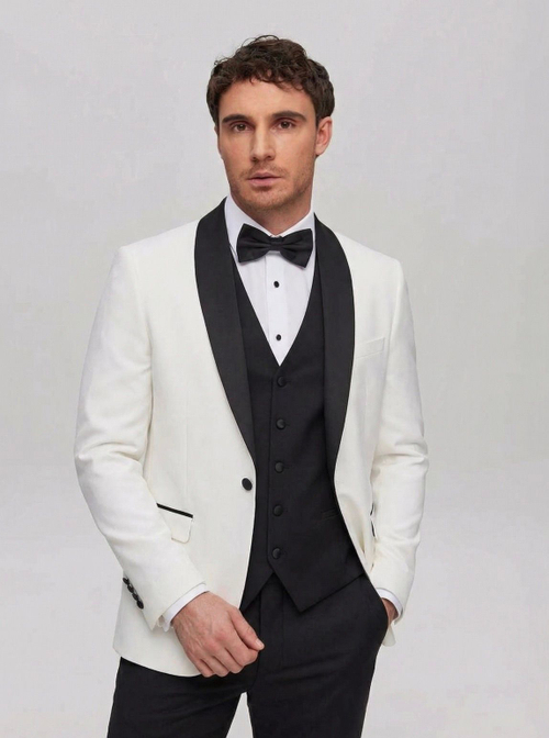 Мужской смокинг тройка (белый) А55