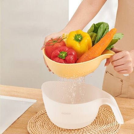 Двойной дуршлаг пластиковый с миской