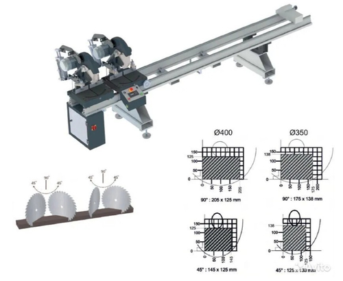 Полуавтоматический торцовочный двухпильный станок DC400 для ПВХ и алюминия