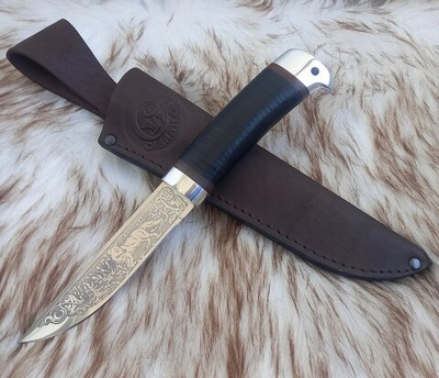 Охотничий нох НС-07А (40Х10С2М) алюминиевые вставки на рукояти (Златоуст)