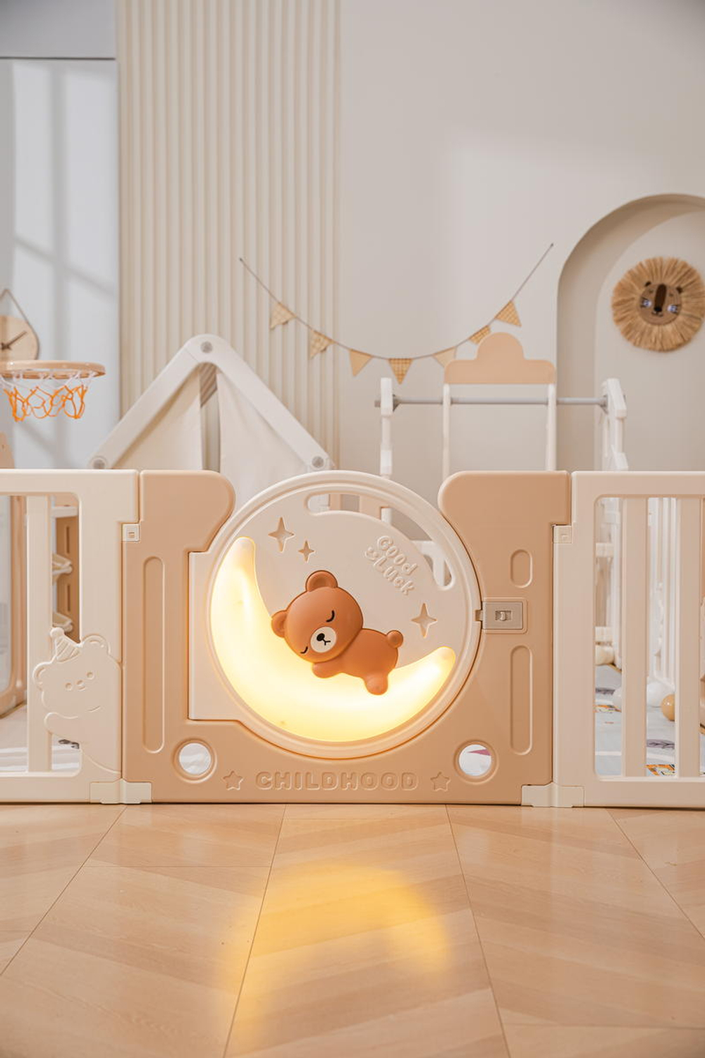 Манеж UNIX Kids DeLuxe House&Storage Camel, 150 x 180 см с игровыми аксессуарами
