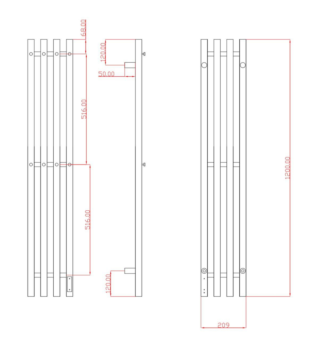 Полотенцесушитель электрический с/т Comfysan Альто (Alto) EC-4 120/18, оружейная сталь, гальваника
