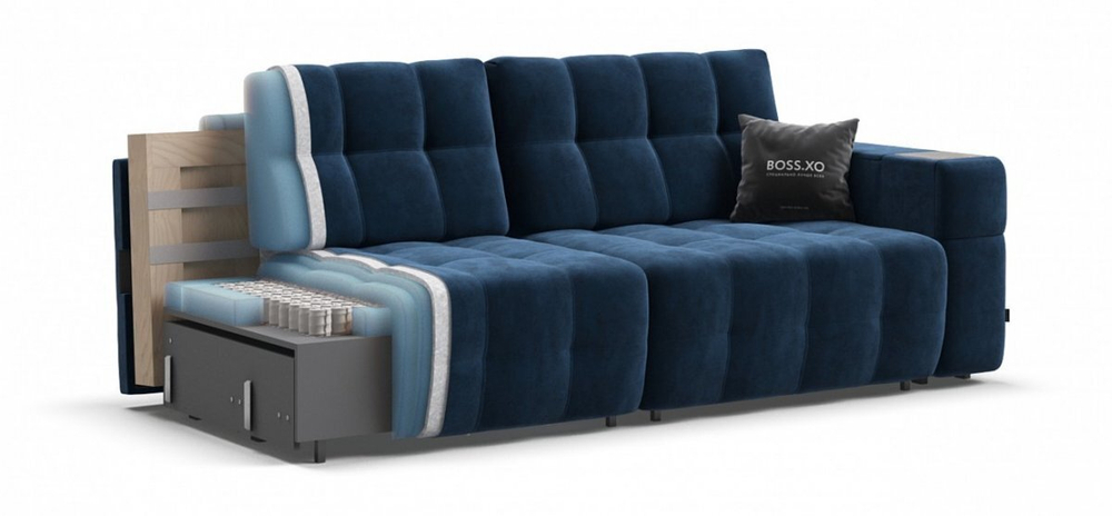 Диван Босс ХО Велюр Монолит синий