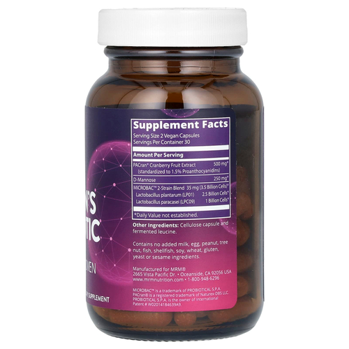 MRM Nutrition, Женский пробиотик, 60 веганских капсул