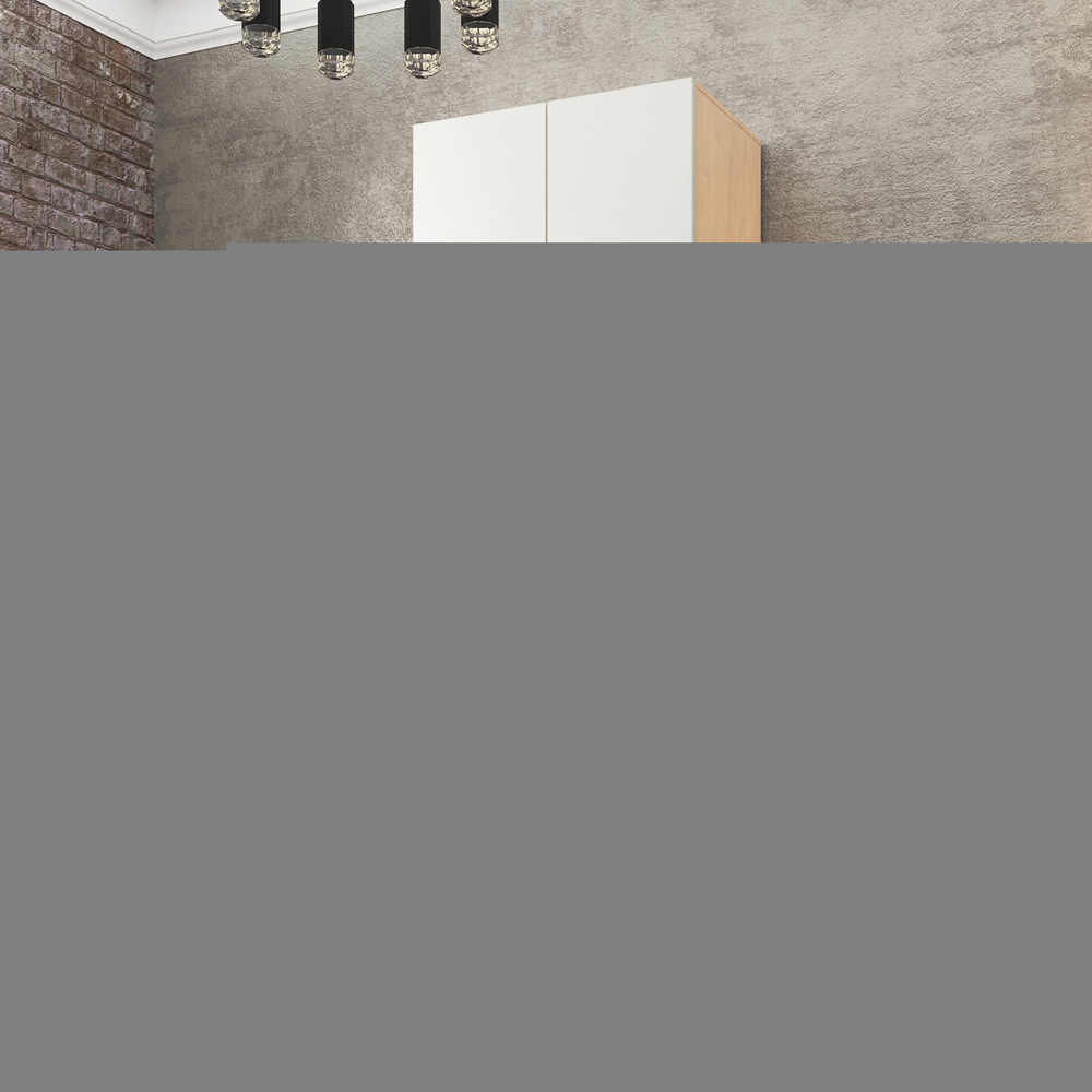 Шкаф Агератум МДФ двухсекционный с антресолью Лайн керамика (0,27) А10032 матовая - Дуб Сонома 3025  90*45*260