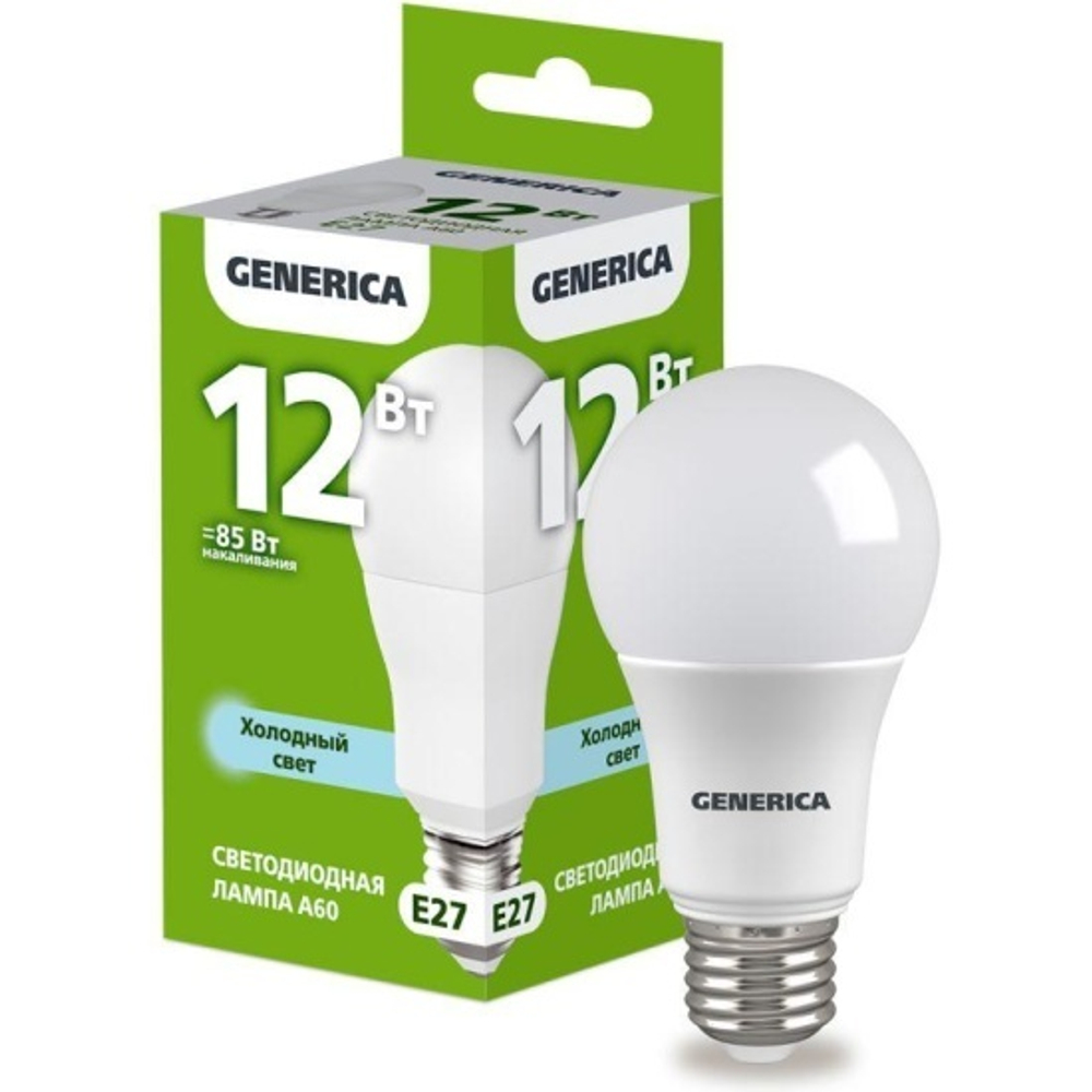 Лампа светодиодная А60 12Вт 6500К Е27 IEK GENERICA
