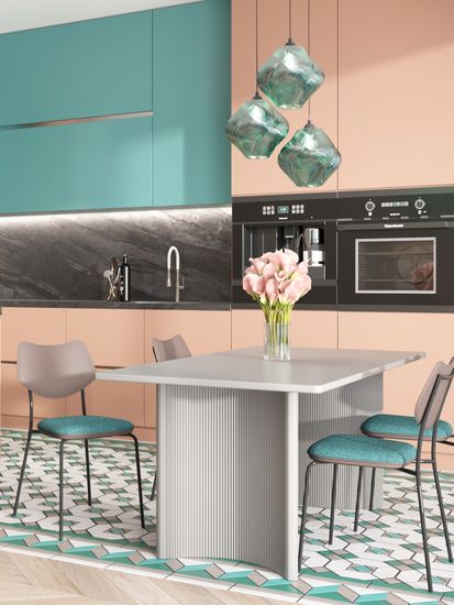 Стул обеденный Casey темно-бирюзовый с серой экокожей