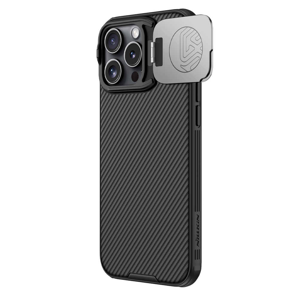 Чехол с металлической откидной крышкой для камеры от Nillkin на смартфон iPhone 16 Pro Max, серия CamShield Prop Case